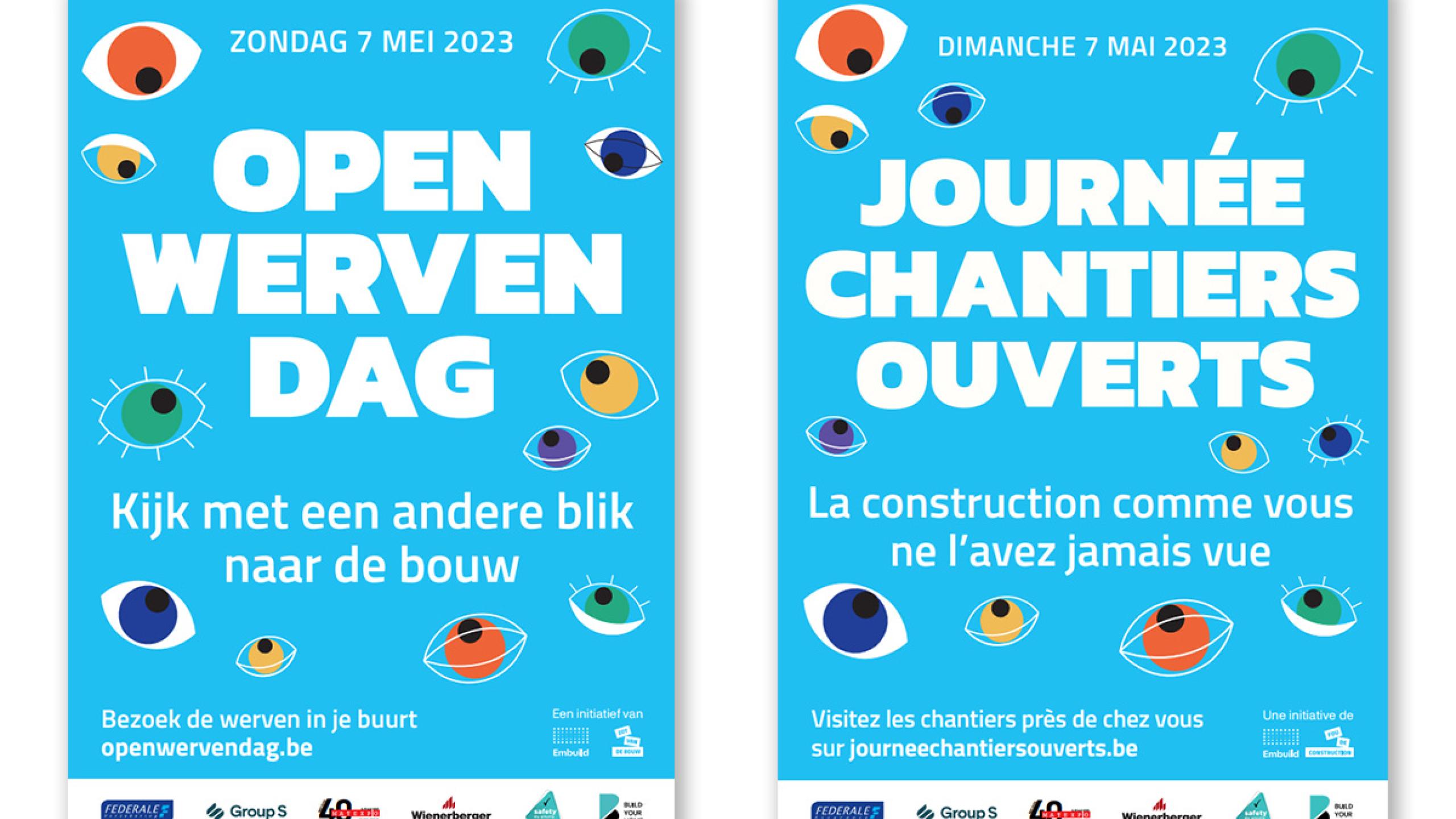 Affiches Open Wervendag in Nederlands en Frans.